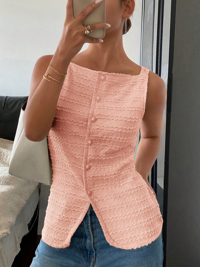 Women'S Fashion Vest Tops - Rompi Wanita Tanpa Lengan Kerah Bulat