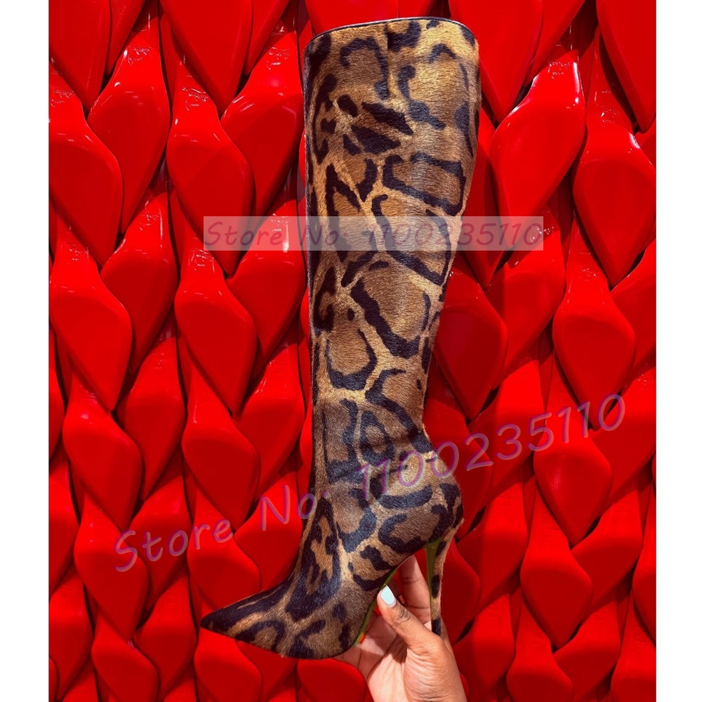 Women'S Fashion Knee High Boots - Sepatu Bot Setinggi Lutut Motif Macan