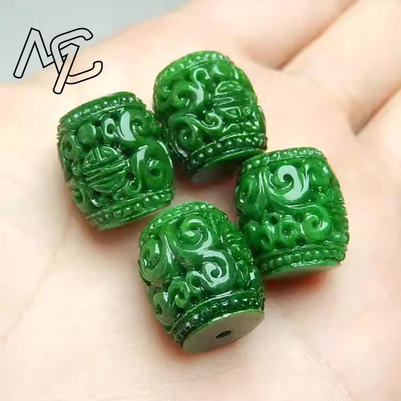 Women'S Fashion Jewellery - 5 Buah Manik-manik Ukiran Giok Hijau