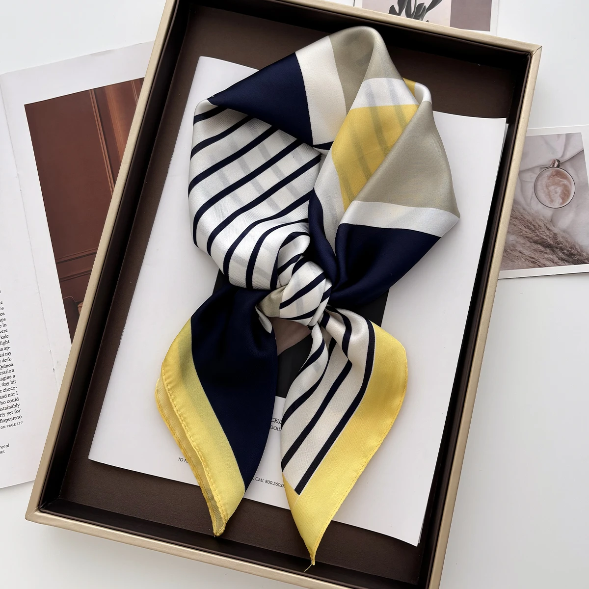 Women Fashion Necktie - Syal Persegi Satin Lembut Wanita 70Cm