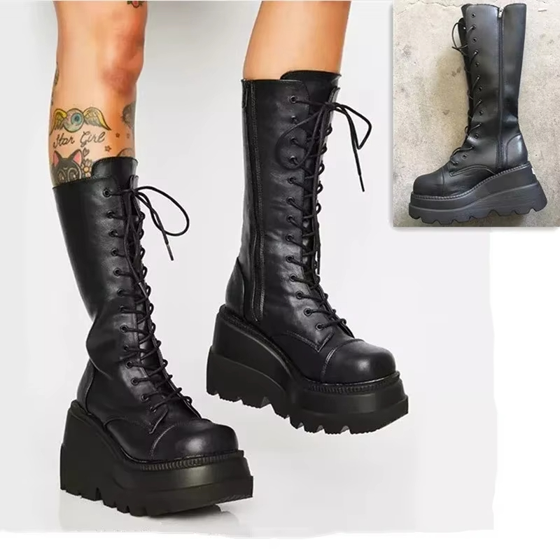 Women'S Fashion Knee High Boots - Sepatu Bot Platform Wanita, Sepatu Bot