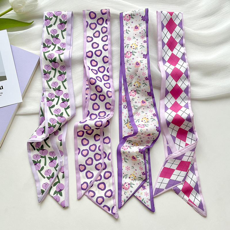 Women Fashion Necktie - Syal Sutra Wanita Pendek Sempit Mewah