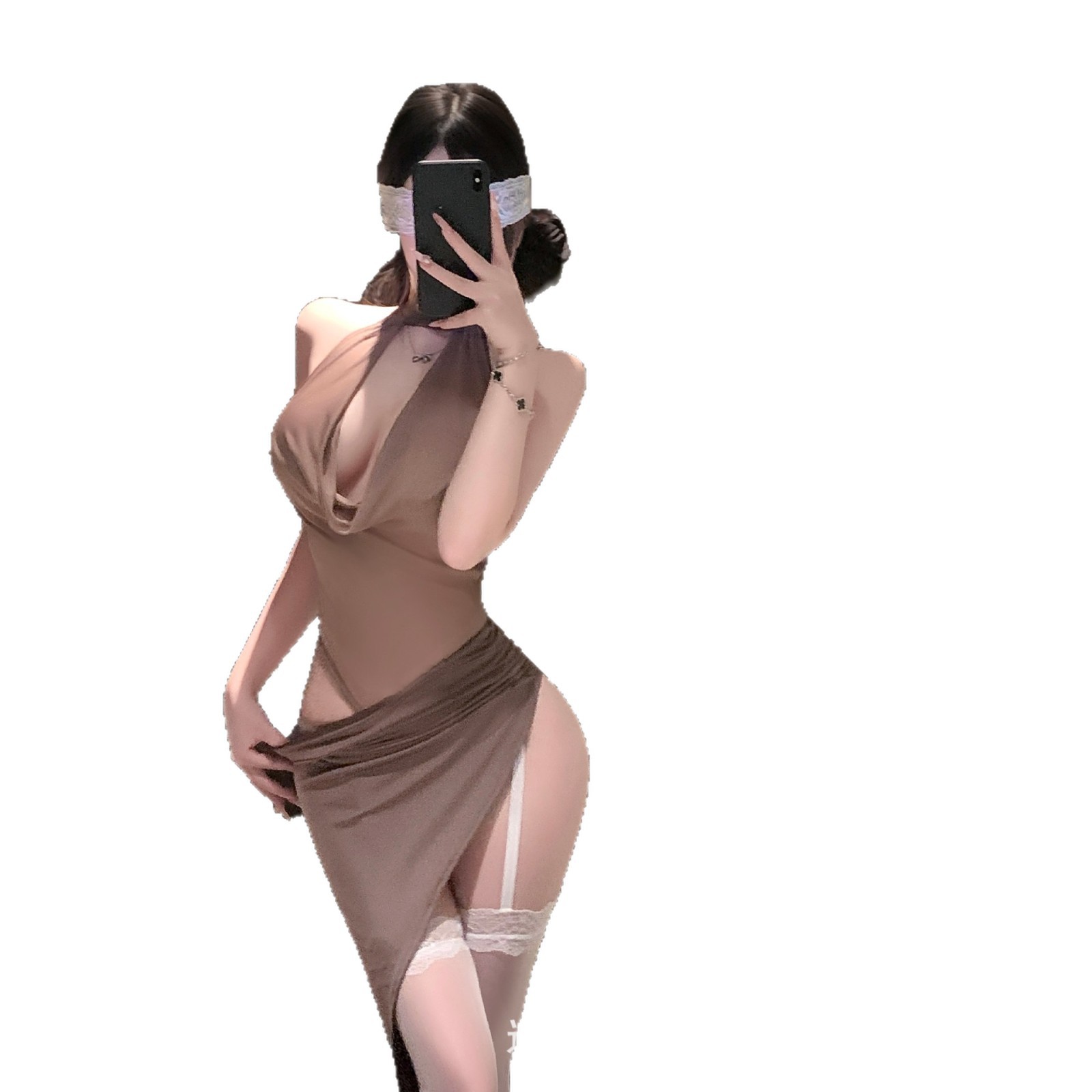 Lace Trim Cami - Kostum Cosplay Sekretaris Kantor Seksi Wanita,