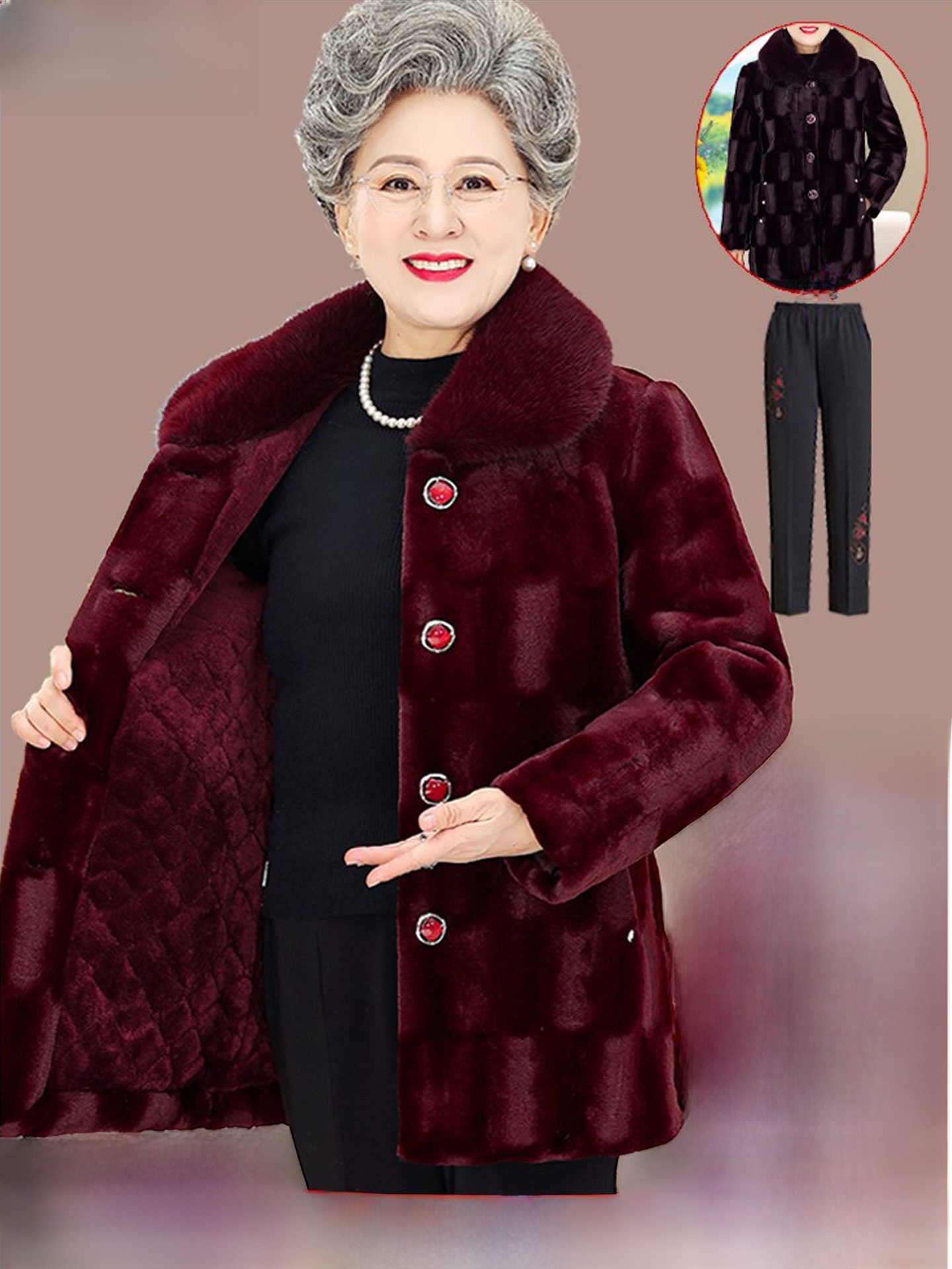 Women Fashion Over The Years - Mantel Beludru Mink Tebal Panjang Sedang