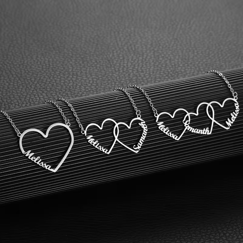 Kalung Nama Hati Saling Terkai - Women Fashion Names ulasan dan harga