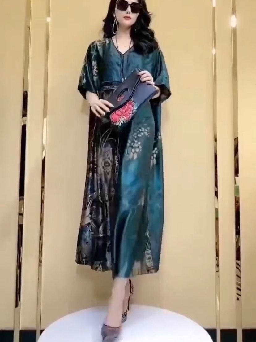 Gaun Sutra Mulberry Musim Pana - Women Fashion Dress Names ulasan dan harga