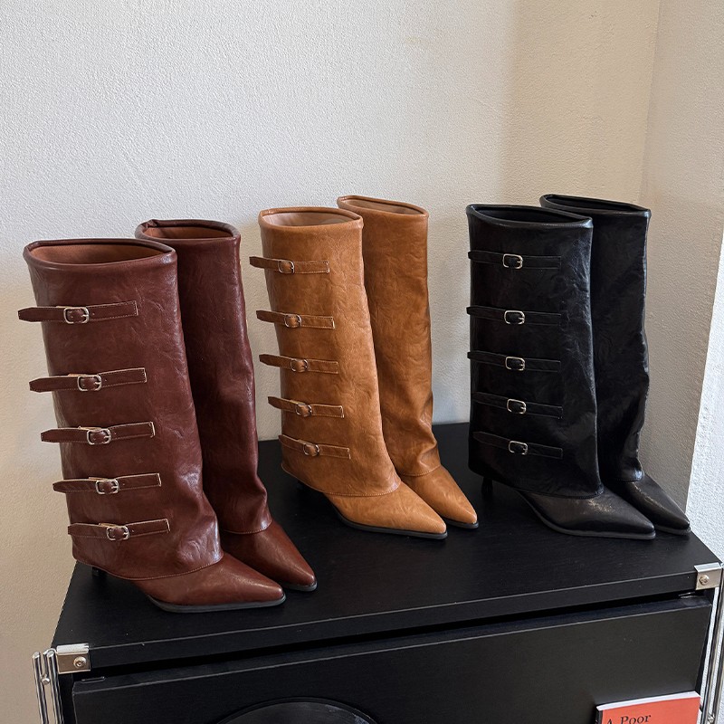 Sepatu Bot Ujung Lancip Musim  - Women'S Fashion Knee High Boots ulasan dan harga