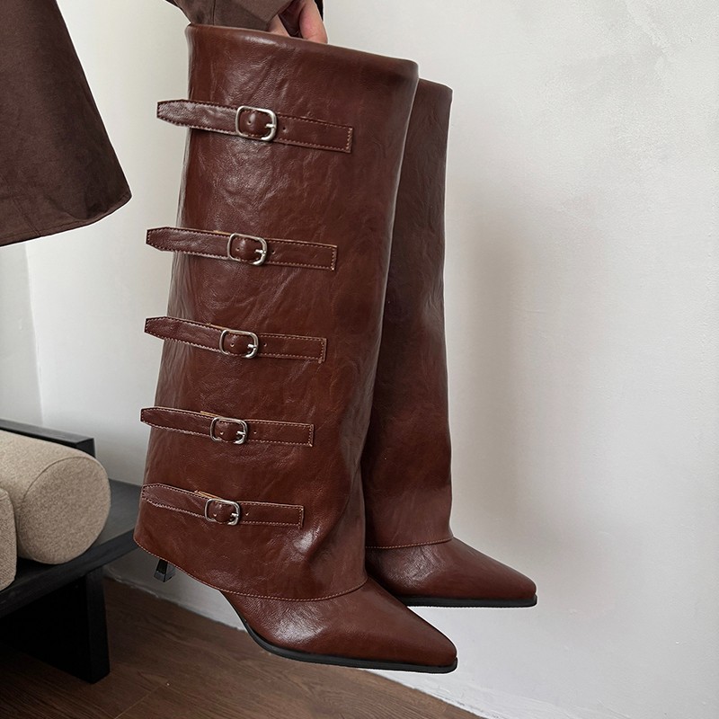 Sepatu Bot Ujung Lancip Musim  - Women'S Fashion Knee High Boots ulasan dan harga