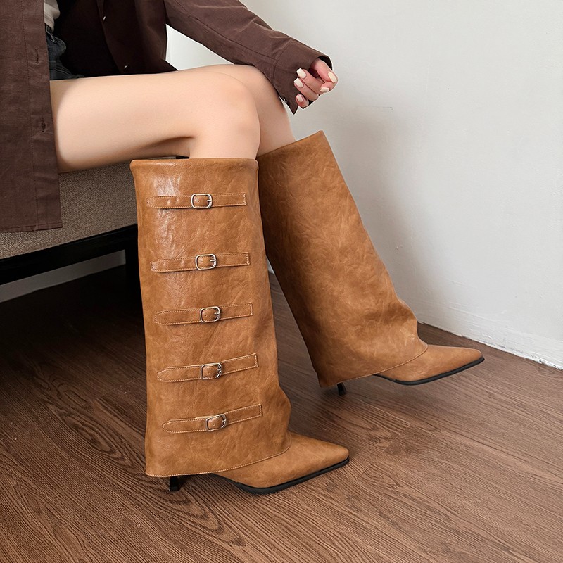 Sepatu Bot Ujung Lancip Musim  - Women'S Fashion Knee High Boots ulasan dan harga