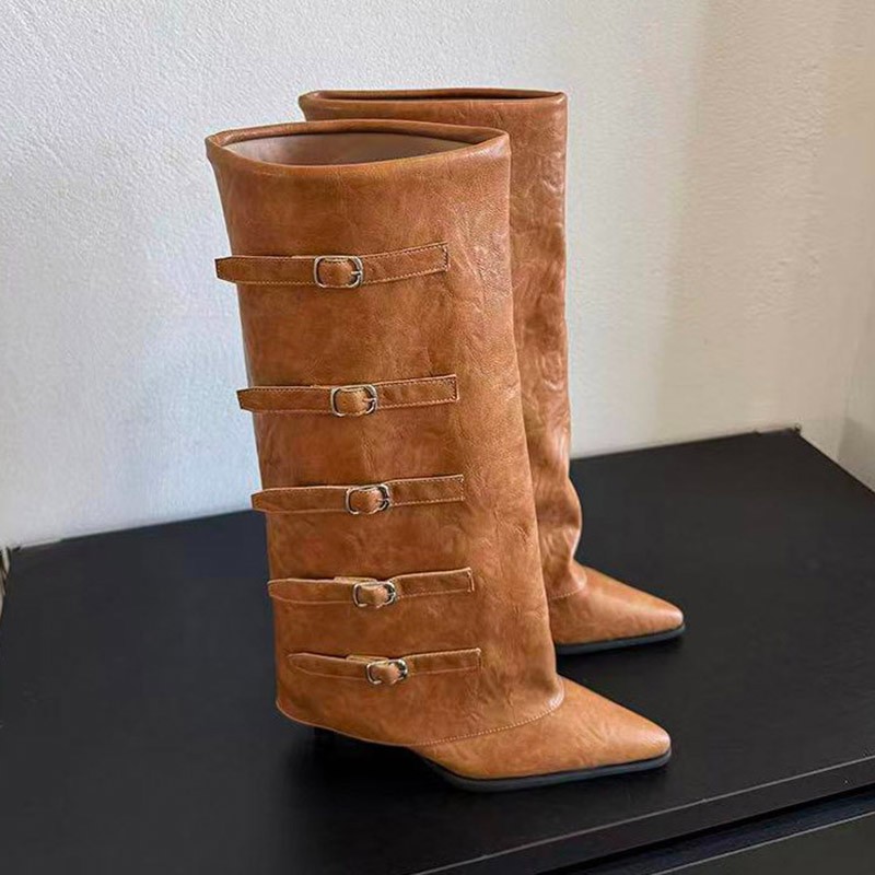 Sepatu Bot Ujung Lancip Musim  - Women'S Fashion Knee High Boots ulasan dan harga