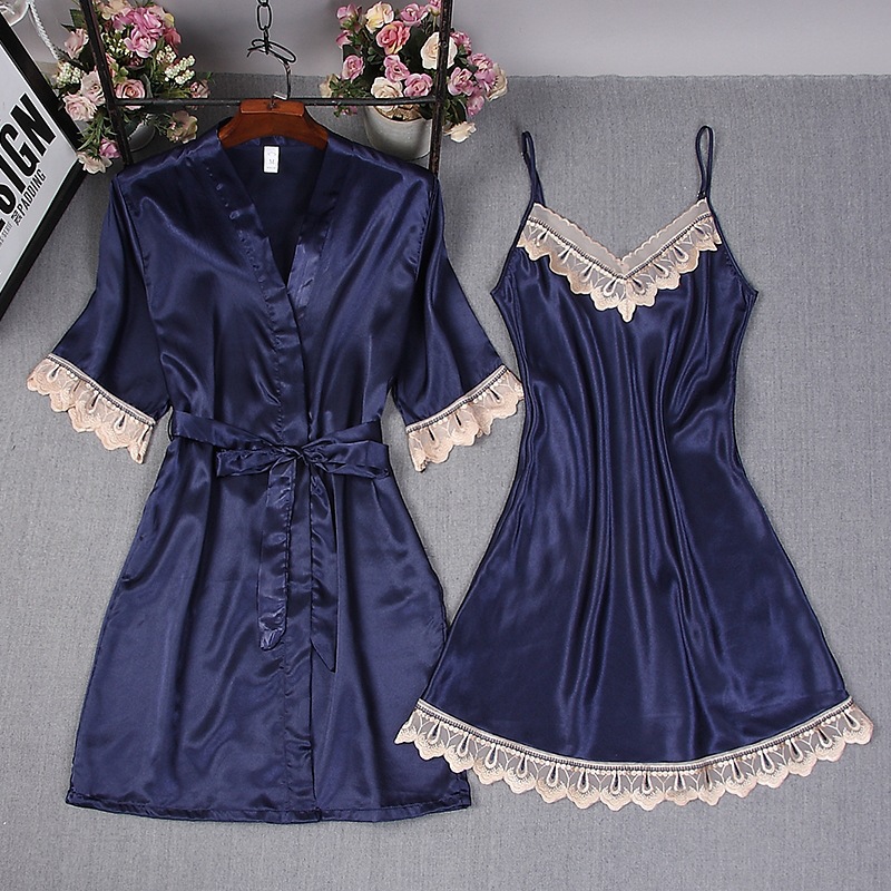 Jubah Satin Wanita Warna Murni - Lace Trim Cami ulasan dan harga