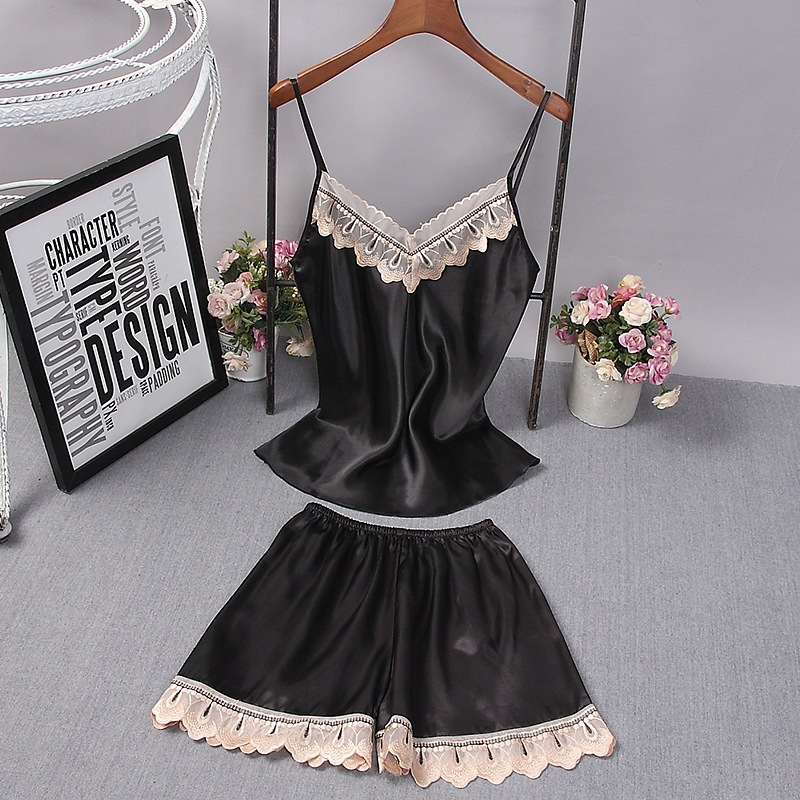 Jubah Satin Wanita Warna Murni - Lace Trim Cami ulasan dan harga
