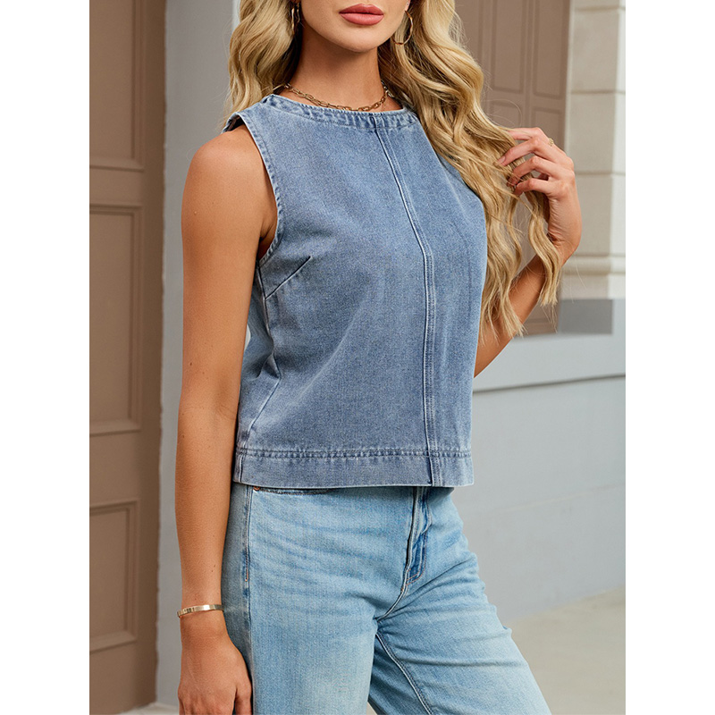 Benuynffy Rompi Denim Leher Bu - Women'S Fashion Vest Tops ulasan dan harga