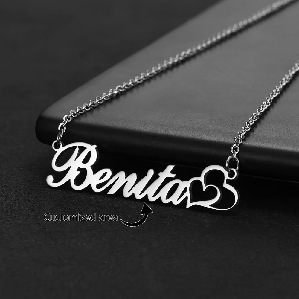 Kalung Nama Kustom Hati Ganda  - Women Fashion Names ulasan dan harga