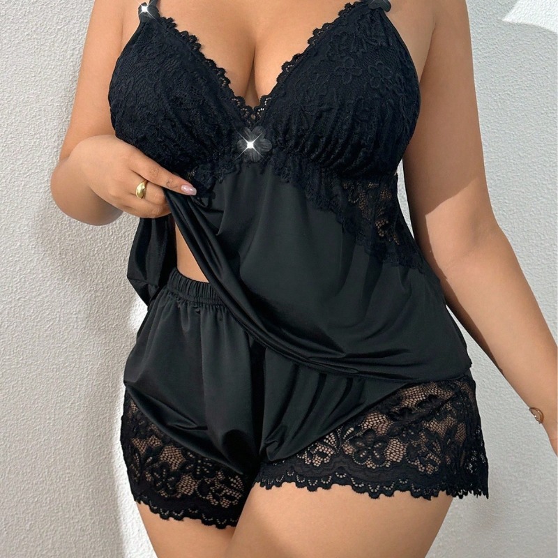 Set Lingerie Wanita Ukuran Bes - Lace Trim Cami ulasan dan harga