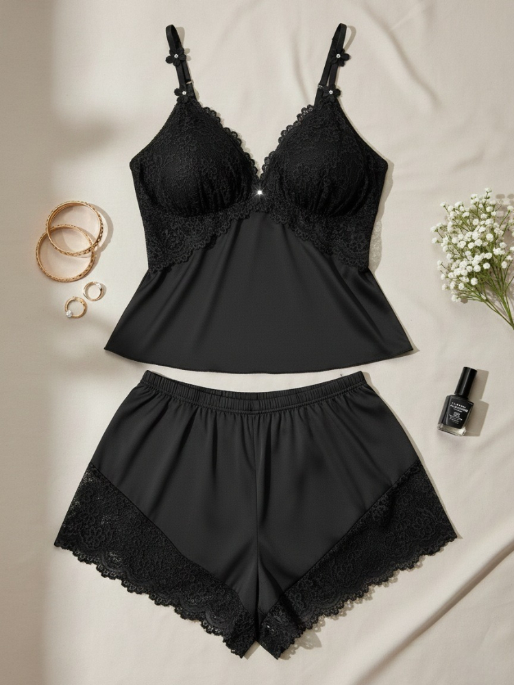 Set Lingerie Wanita Ukuran Bes - Lace Trim Cami ulasan dan harga