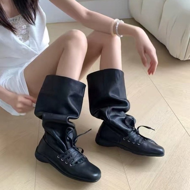 Sepatu Bot Tinggi Berkerut unt - Women'S Fashion Knee High Boots ulasan dan harga