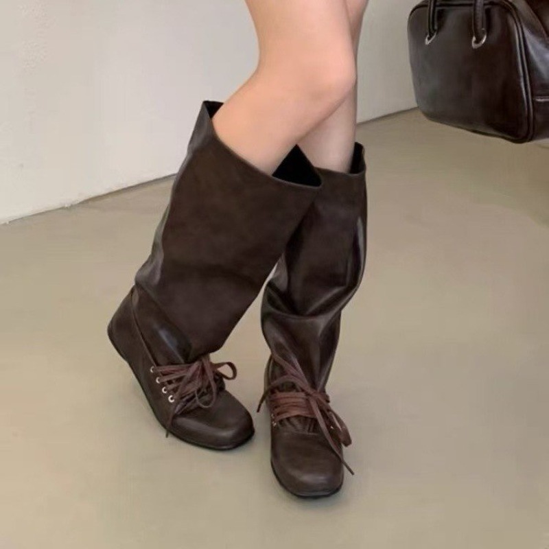 Sepatu Bot Tinggi Berkerut unt - Women'S Fashion Knee High Boots ulasan dan harga