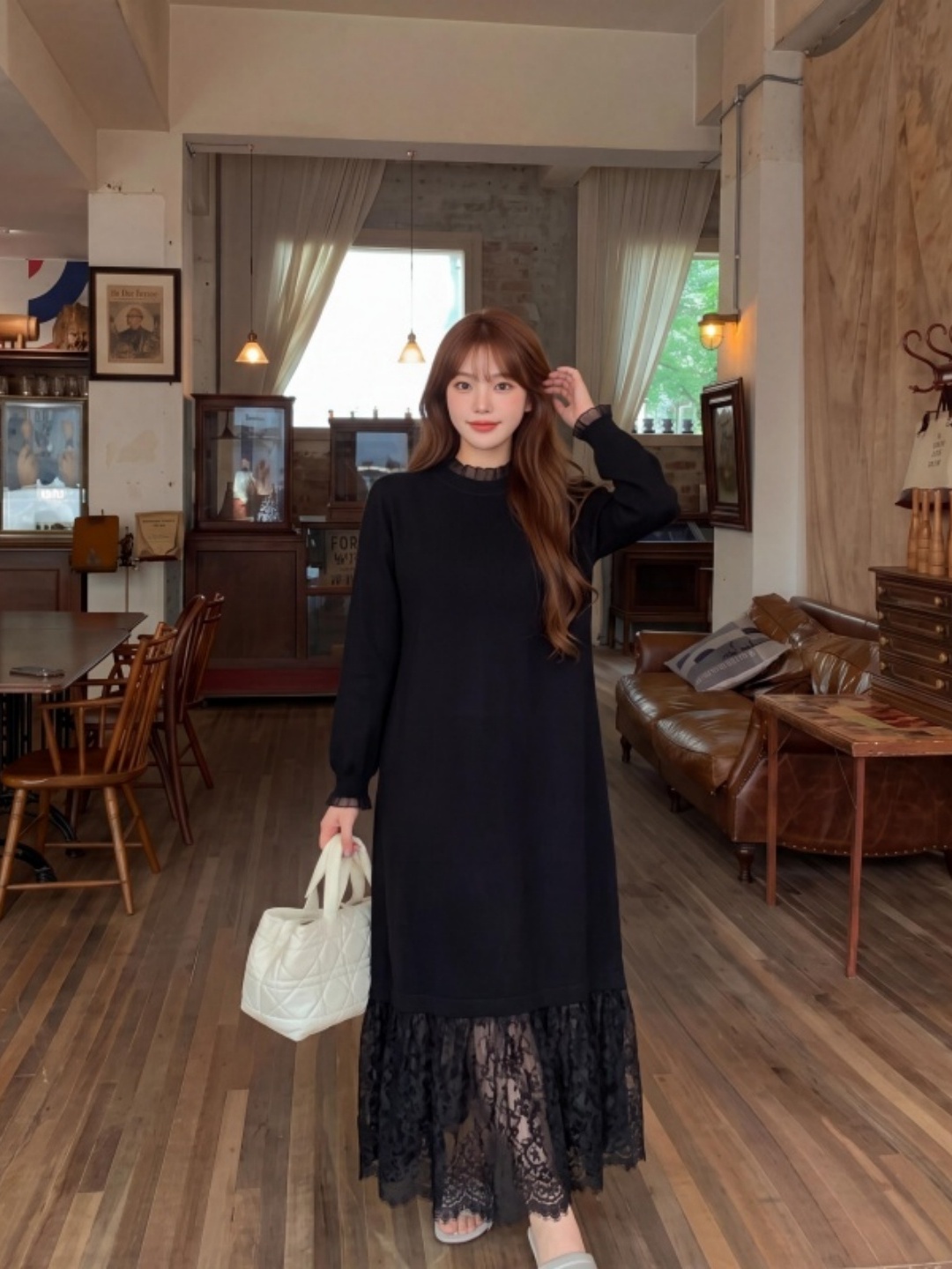 Gaun rajut dengan hiasan renda - Women Fashion Over The Years ulasan dan harga